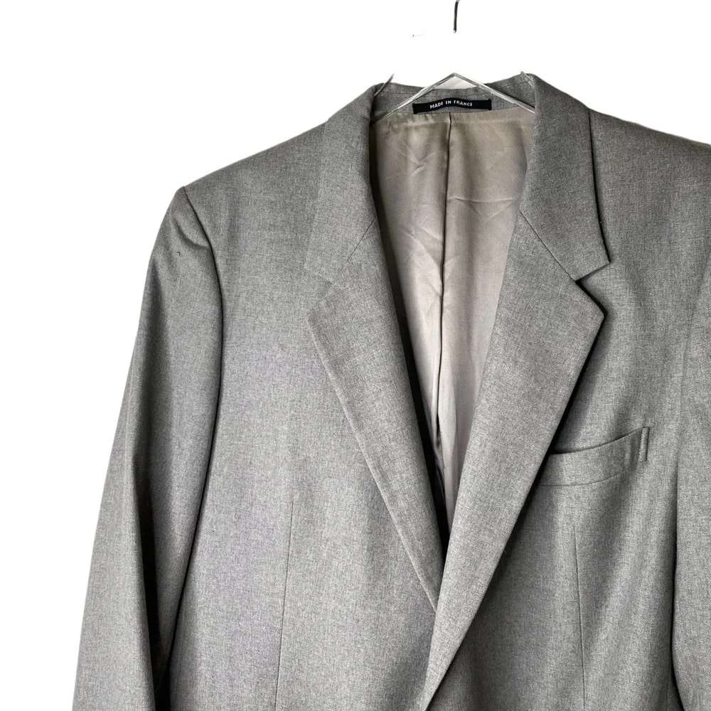 YSL Yves Saint Laurent Vintage Virgin Wool Sportscoat Blazer Jacket Grey Size 44 - Picture 2 of 8